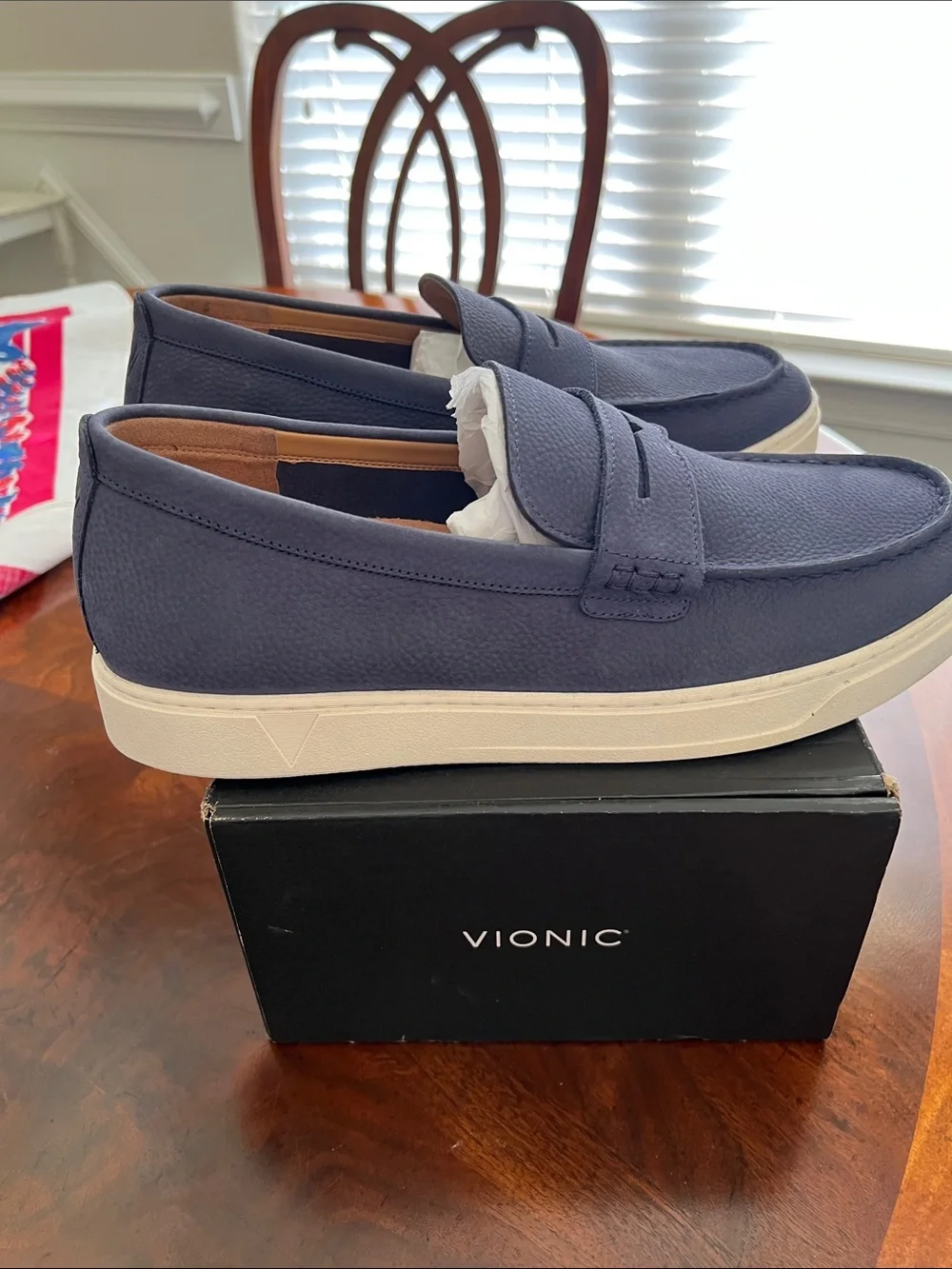 Vionic Men’s Slate Blue Suede Penny Loafers